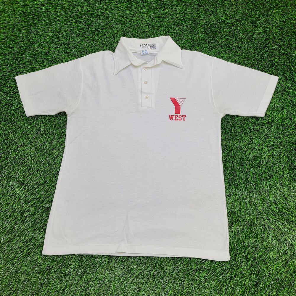 Vintage 80s Champion Polo Shirt S/M 19x26 White YMCA West